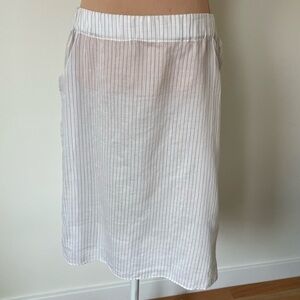 Liviana Conti White Black Pinstripe Cotton Silk Sheer Skirt Pockets NWT Sz 40/4